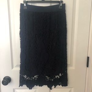 Navy Blue Knee-Length Pencil Skirt